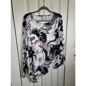 Chico's Black and White Paisley Blouse